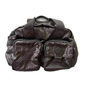 Kipling Nylon Handbag Black Multi Pocket Shoulder Bag Casual Travel